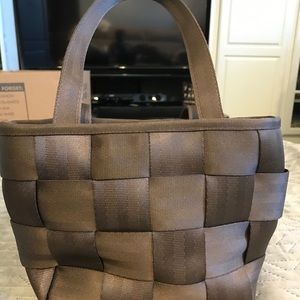 Seat belt purse, brown